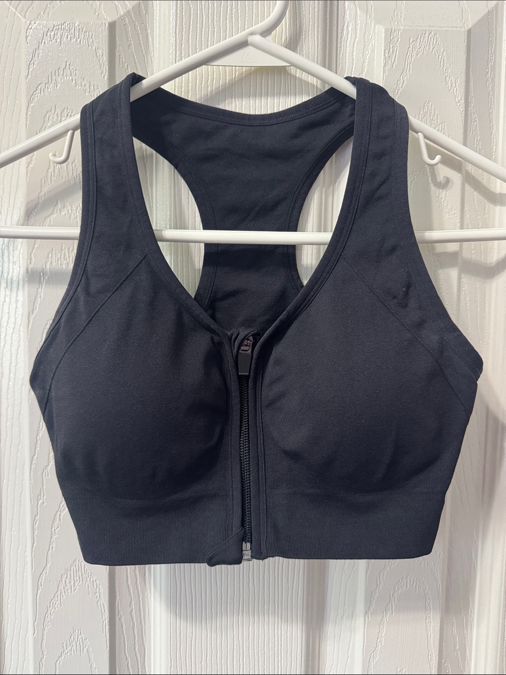 Jockey Black Front-Zip Racerback Sports Bra